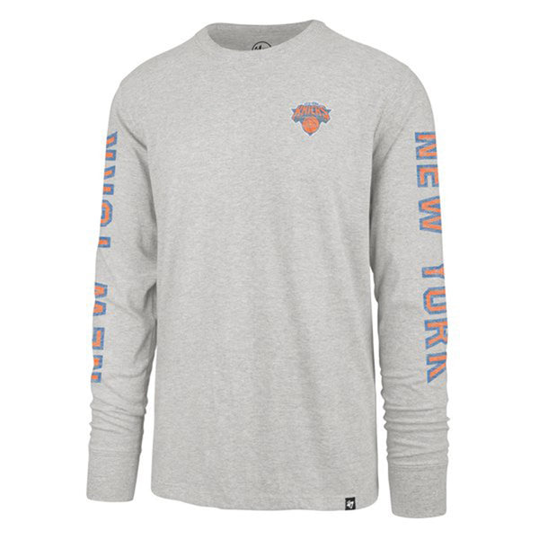 '47 Brand Knicks Triple Threat Long Sleeve Tee In Grey - Front View