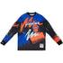 Mitchell & Ness Knicks Hyper Hoops Moto Longsleeve Tee In Black, Blue & Orange - Front View