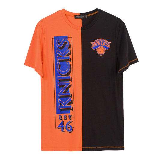 Junk Food Knicks Half Time Tee In Orange, Black & Blue - Front View