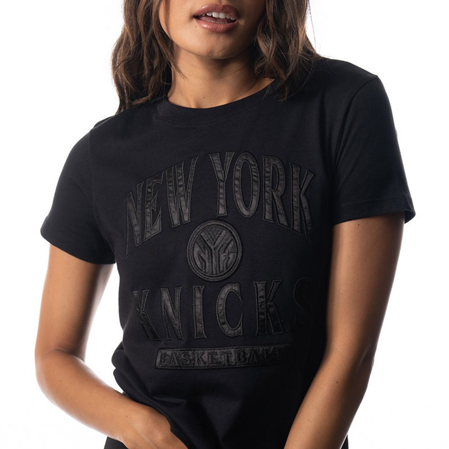 Wild Collective Knicks Satin Applique Tee | Shop Madison Square Garden
