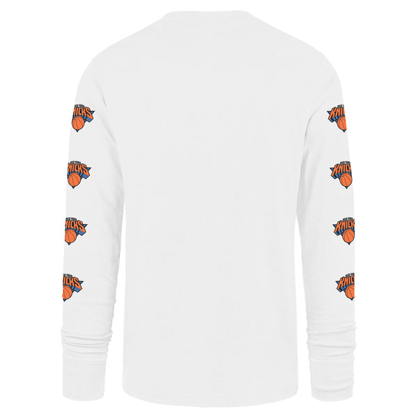 '47 Brand Knicks 22-23 City Edition Franklin Long Sleeve Tee In White & Orange - Back View