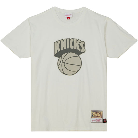 Mitchell & Ness Knicks Cream T-Shirt - In Cream - Front View