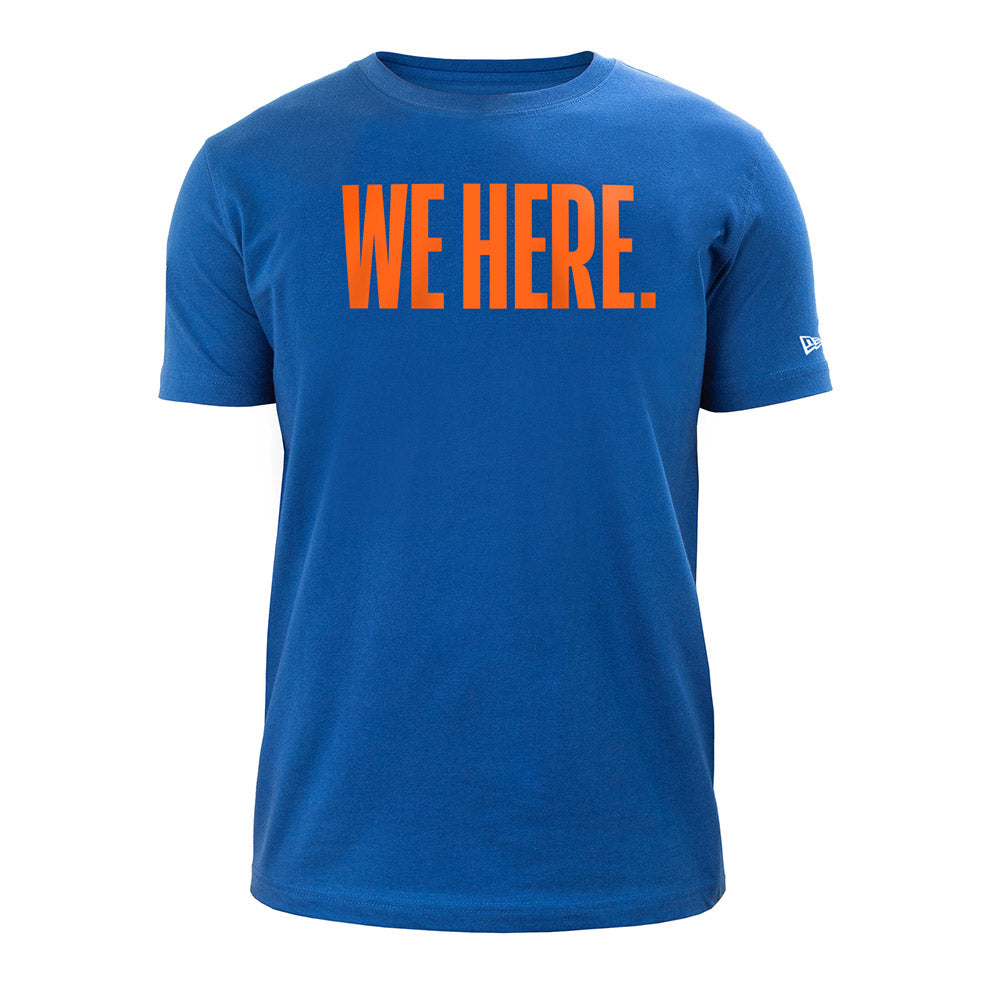 Mens New Era We Here Roster Tee in Royal Blue - Front View