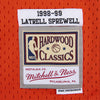 Mitchell & Ness Latrell Sprewell 1998 Throwback Jersey in Orange - Tag Close Up