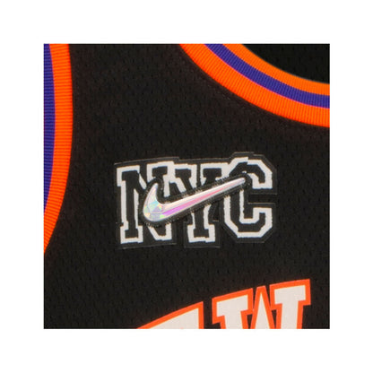 New York Knicks Youth Julius Randle Nike City Edition Jersey in Black - Logo Close Up