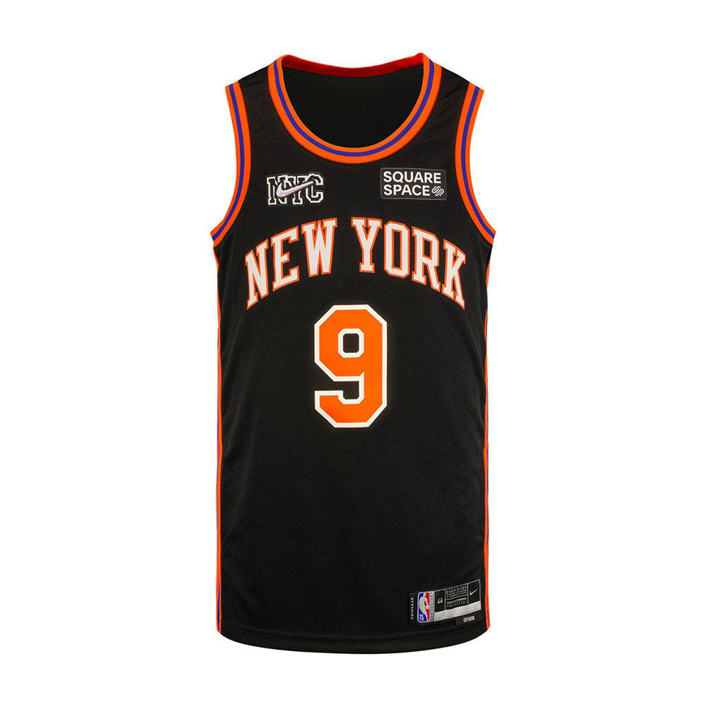 Nike / Men's 2021-22 City Edition New York Knicks RJ Barrett #9 Black Dri-FIT  Swingman Jersey