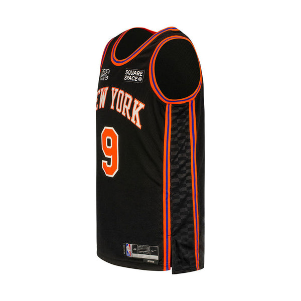New York Knicks Youth RJ Barrett Nike City Edition Jersey in Black - Left View