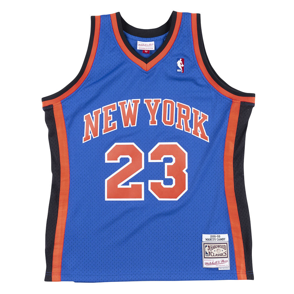 Vtg 90s Champion NBA New York Knicks #23 Marcus Camby Alt Orange Jersey Sz  48
