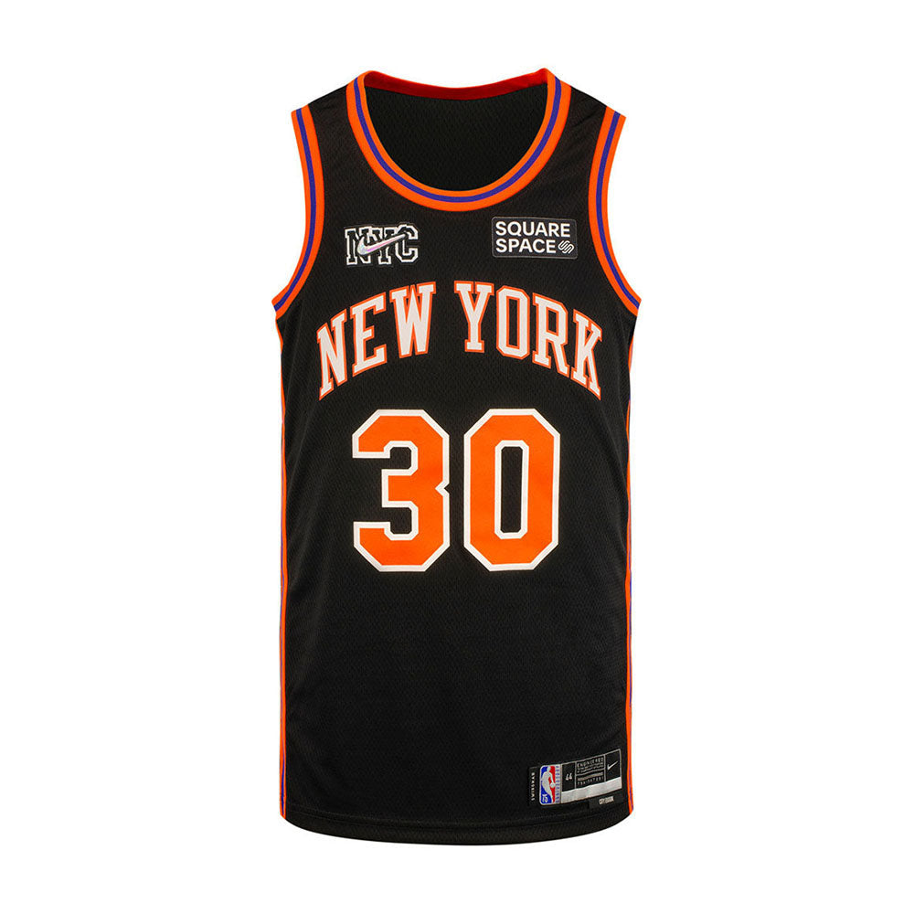 New York Knicks Youth Julius Randle Nike City Edition Jersey in Black - Front View