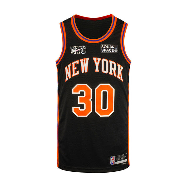 New York Knicks Youth Julius Randle Nike City Edition Jersey in Black - Front View
