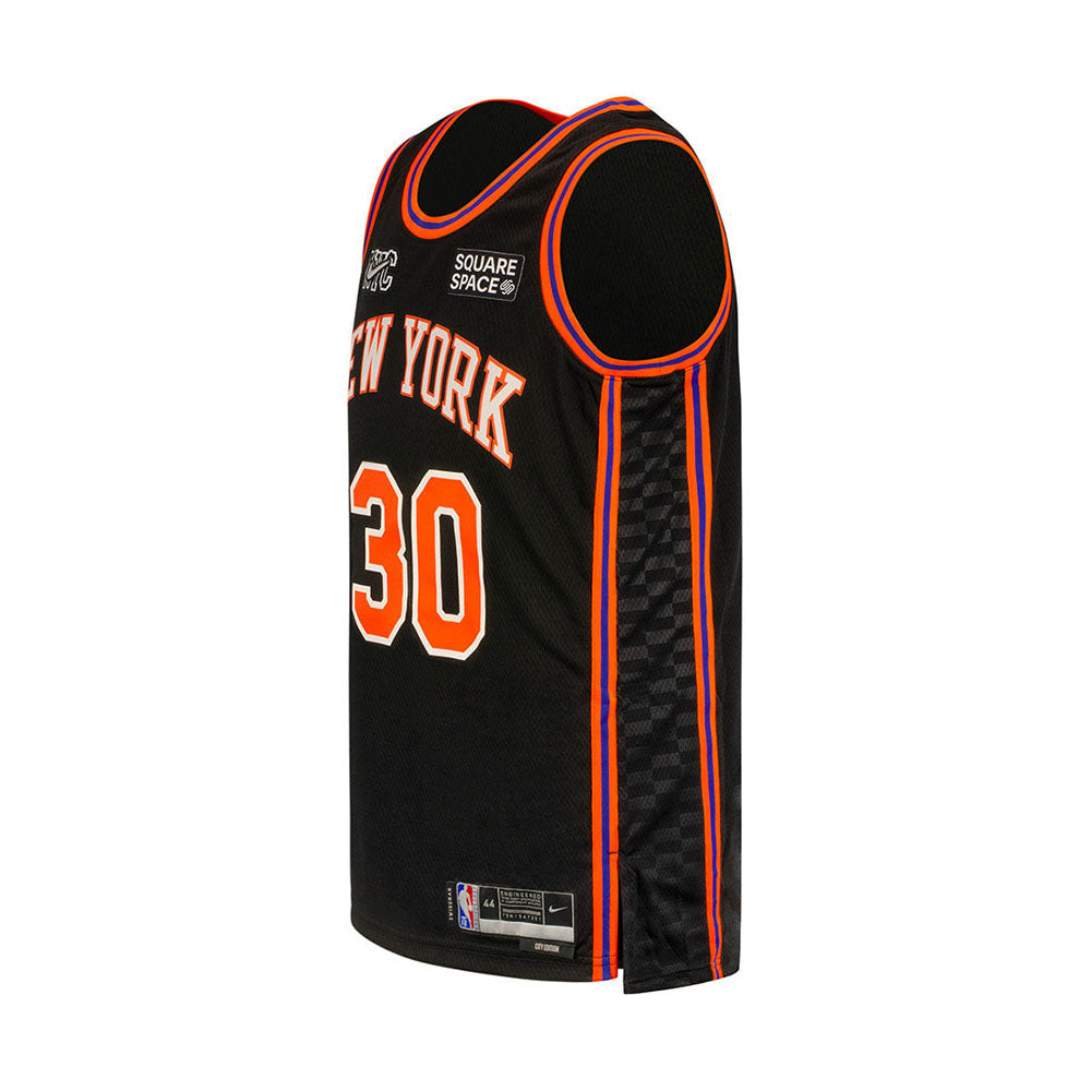 New York Knicks Youth Julius Randle Nike City Edition Jersey in Black - Left View