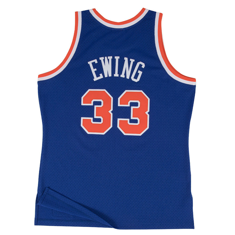 Patrick Ewing Mitchell & Ness 91-92 Road Swingman Jersey in Blue - Back View
