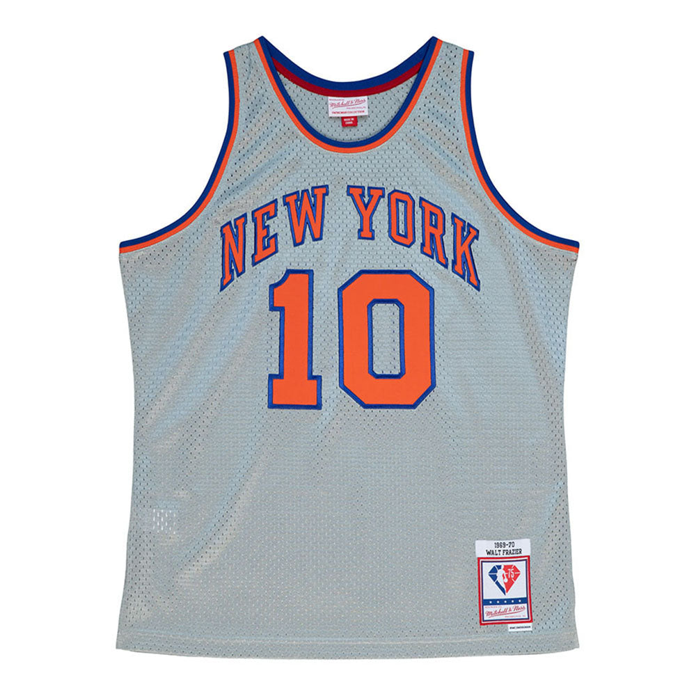 NBA Knicks 10 Walt Frazier Blue Throwback Men Jersey