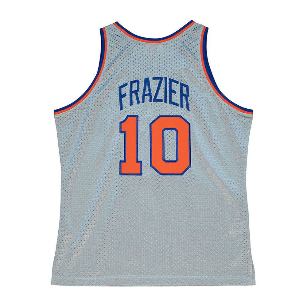 Knicks Mitchell & Ness 75th Silver Walt Frazier #10 Swingman Jersey in Grey - Back View