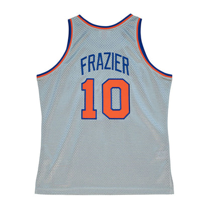 Knicks Mitchell & Ness 75th Silver Walt Frazier #10 Swingman Jersey in Grey - Back View