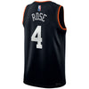 Knicks 21-22 Derrick Rose Select Series Jersey in Black - Back View