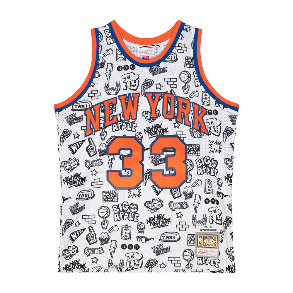 Mitchell Ness Knicks Doodle Patrick Ewing #33 Swingman Jersey