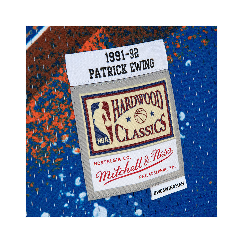 Men's New York Knicks Patrick Ewing Mitchell & Ness White 1991-92 Hardwood  Classics Doodle Swingman