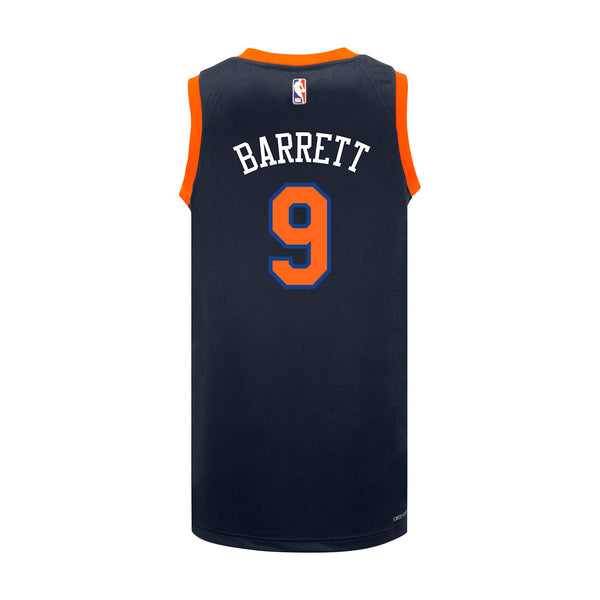 Youth Knicks 22-23 RJ Barrett Statement Swingman Jersey In Blue - Back View