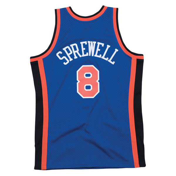 New York Knicks Alumni Knicks Hardwood Classic Jersey Package - Latrell Sprewell Jersey In Blue - Back View