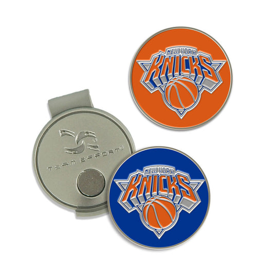 Wincraft Knicks Hat Clip & Markers in Silver, Blue and Orange - Front Views