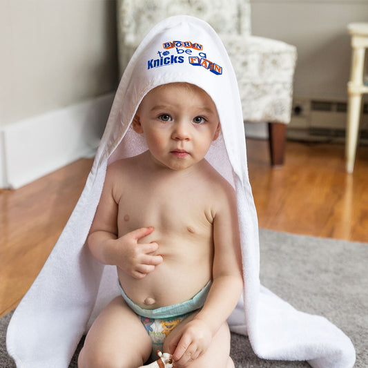 Wincraft Knicks Born All Pro Hooded Baby Towel in White - Front View