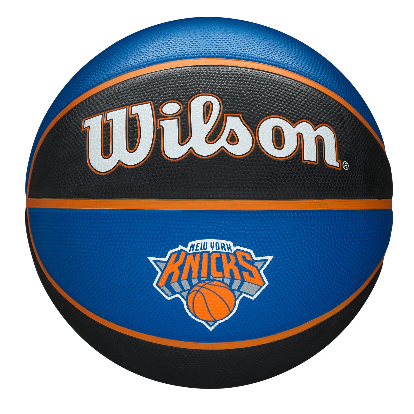 Wilson Knicks Tribute Basketball In Blue, Black & Orange - Front View