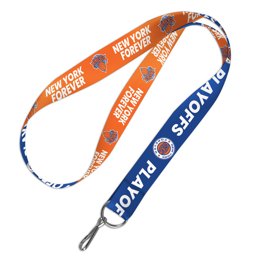 Wincraft Knicks 22-23 Playoff NY Forever Lanyard - In Blue And Orange - Front View