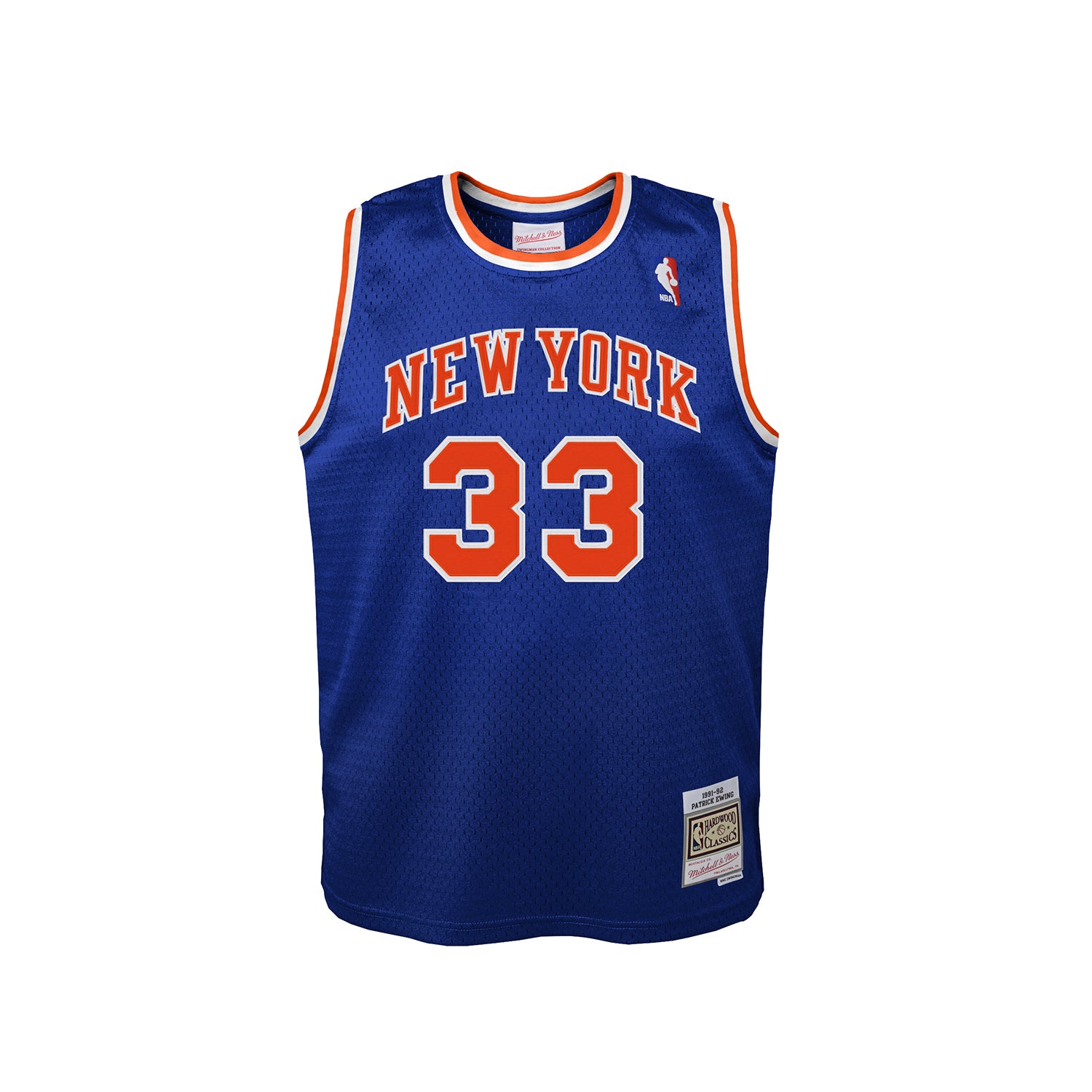 Patrick Ewing Autographed New York Mitchell & Ness Blue Basketball Jersey (Large) - BAS