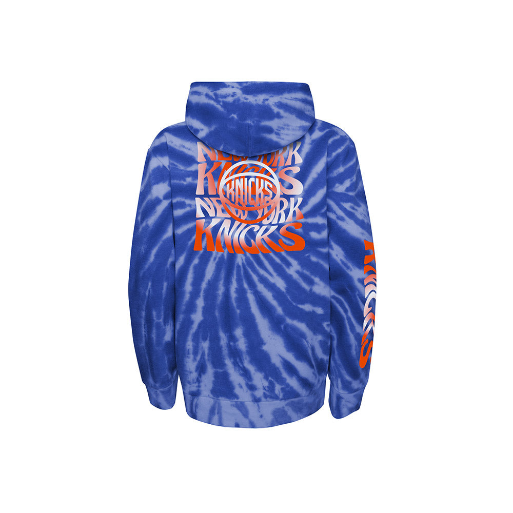 Toddler Knicks Malibu Tie Dye Hoodie In Blue & Orange - Back View