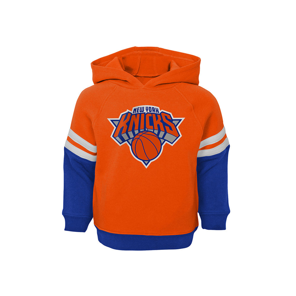 New York Knicks Mitchell & Ness Women's Hardwood Classics Colorblock 2.0  Pullover Sweatshirt - Blue/Orange