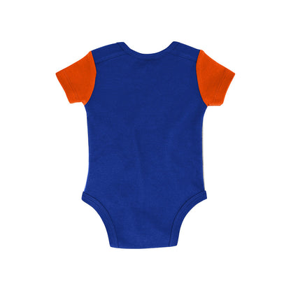 Infant Knicks 2-Piece Onesie Bib and Bootie Set In Grey, Blue & Orange - Onesie Back View