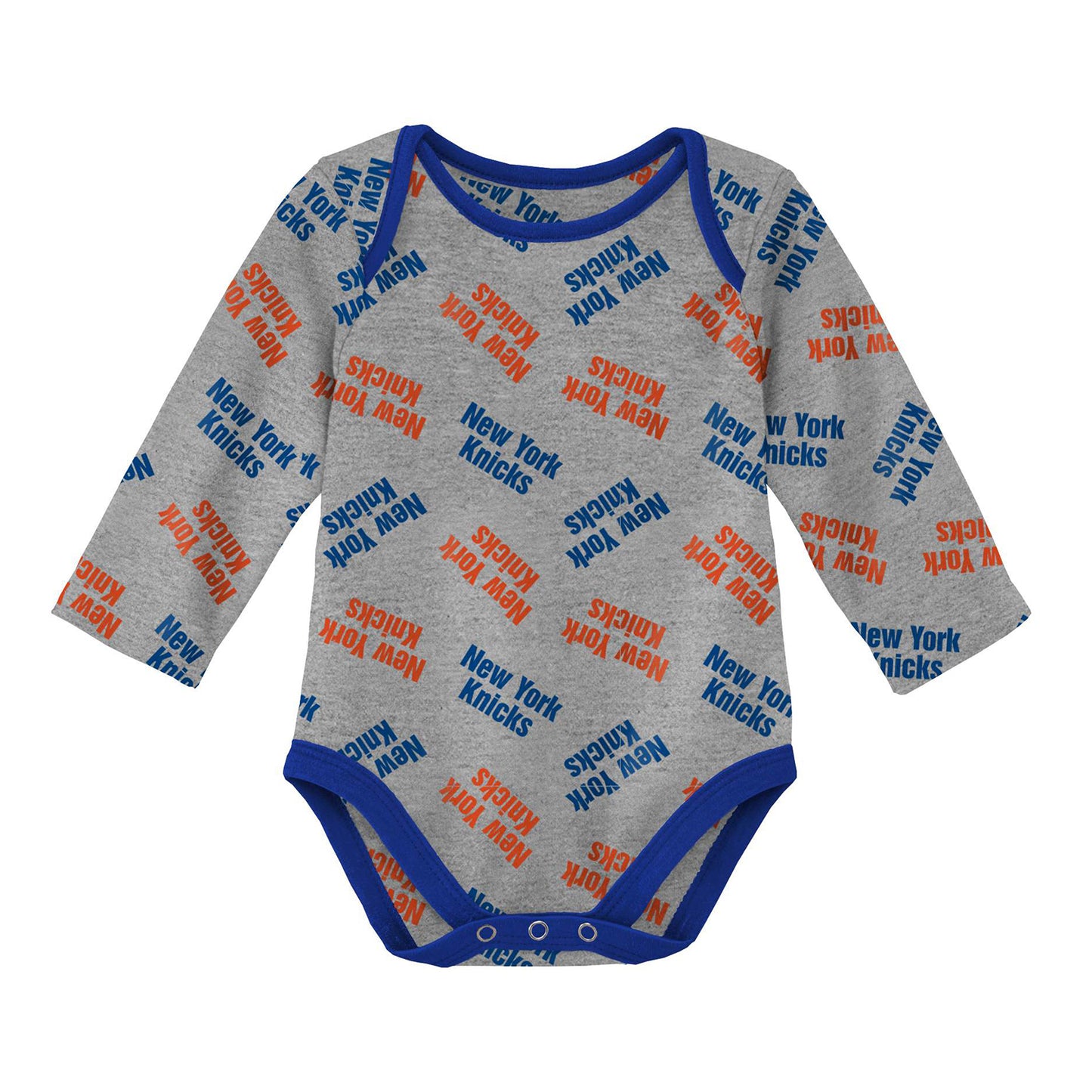 Newborn Knicks 2-Pack Long Sleeve Creeper Set In Grey - Front View Of Individual Creeper
