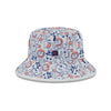 Toddler New Era Knicks Zoo Animal Print Bucket Hat In White, Blue & Orange - Back View