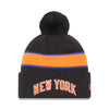 New Era Knick City Edition 22-23 JR Kids Knit Hat In Black - Front View