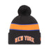 New Era Knick City Edition 22-23 JR Kids Knit Hat In Black - Front View