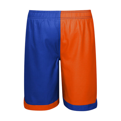 Youth Knicks Board Shorts in Blue and Orange - Back View