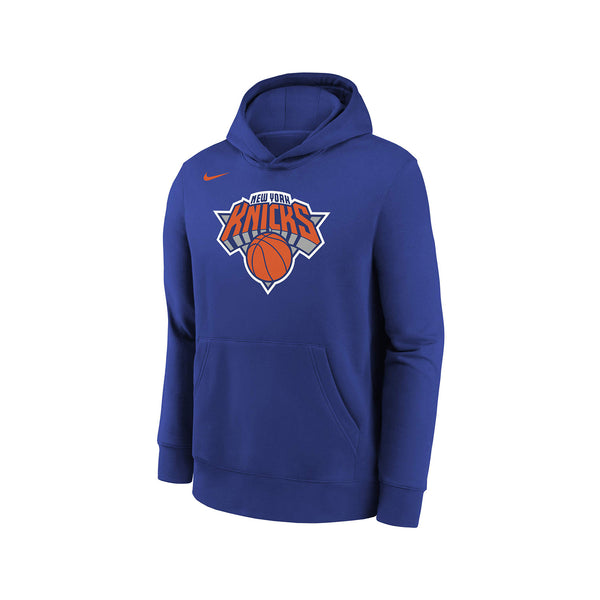 Kids Nike Knicks Essential Logo Hoodie In Blue - Front View