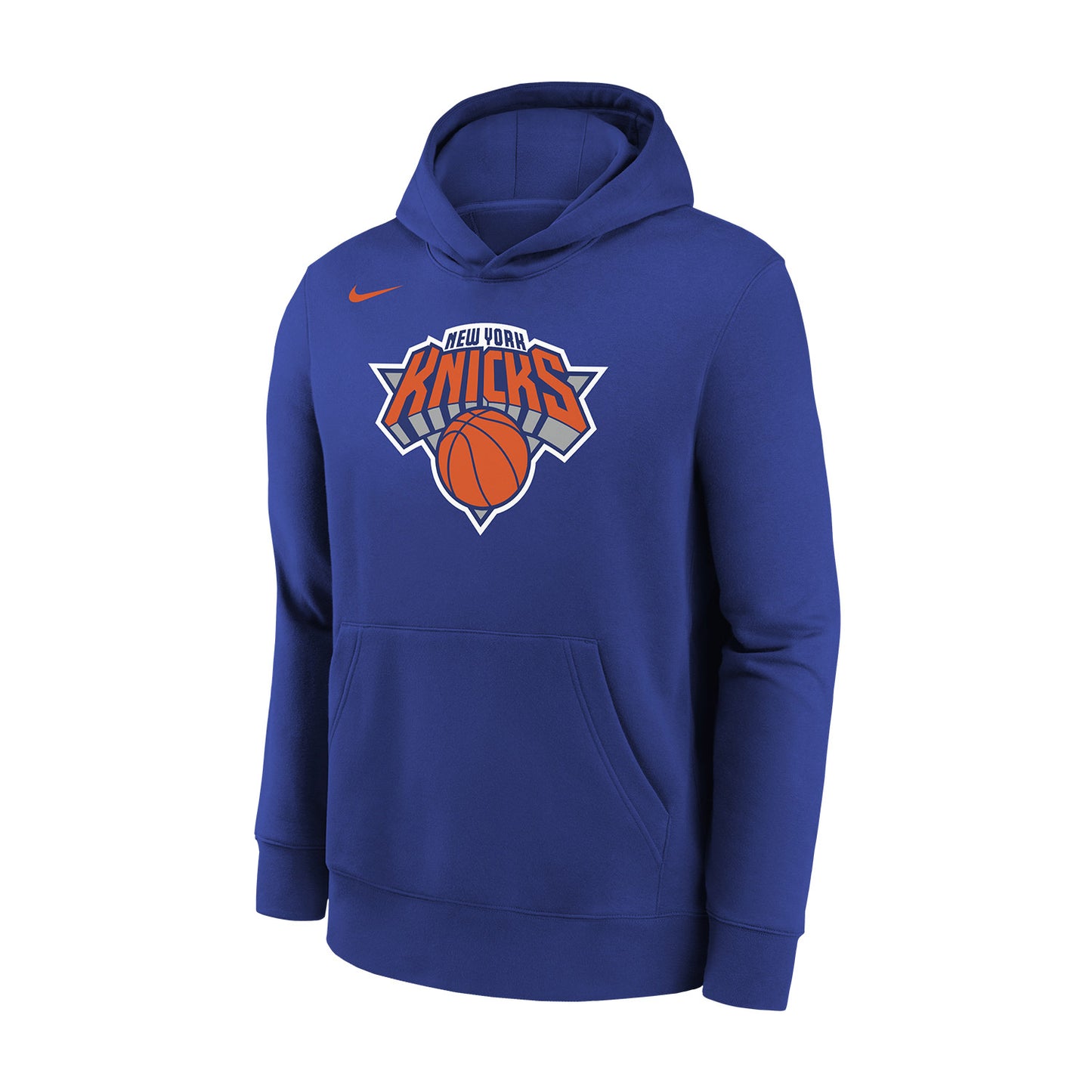 Youth Nike Knicks Essential Logo Hood In Blue & Orange - Front View
