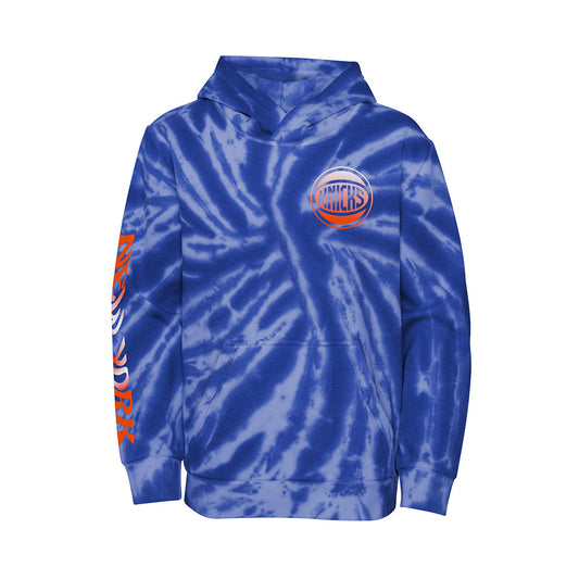 Youth Knicks Malibu Tie Dye Hoodie In Blue & Orange - Front View