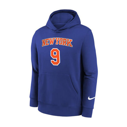 Youth Knicks Barrett #9 Name & Number Hoodie In Blue - Front View