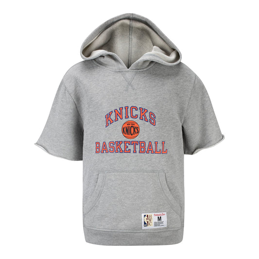 Mitchell & Ness Youth Short Sleeve Fleece Hood In Grey - Front View
