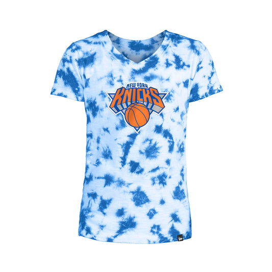Girls New Era Knicks Tie Dye Tee in Blue - Front View