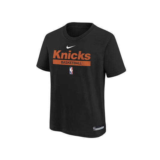 Kids Nike Knicks Dri-Fit Practice Graphic Tee In Black - Front View