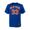 Mitchell & Ness Knicks Youth Patrick Ewing Name & Number Tee In Blue - Front View