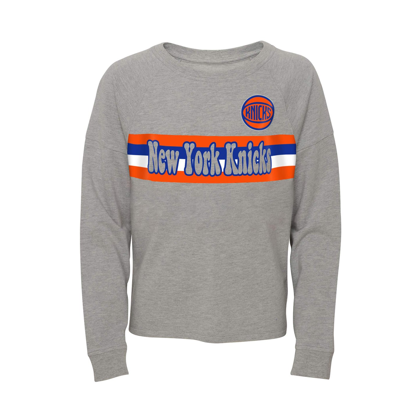 Girls Knicks Fashion Long Sleeve Tee In Grey - Front View