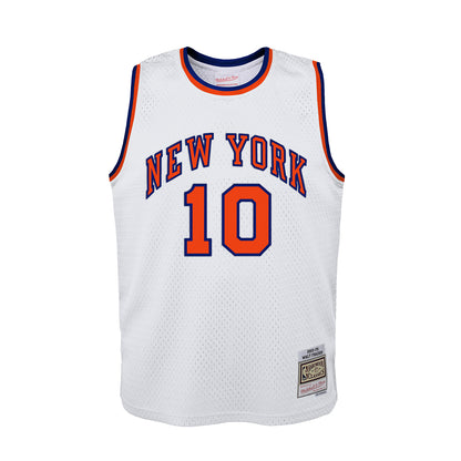 Mitchell & Ness Youth Knicks Walt Frazier Swingman Jersey In White - Front View