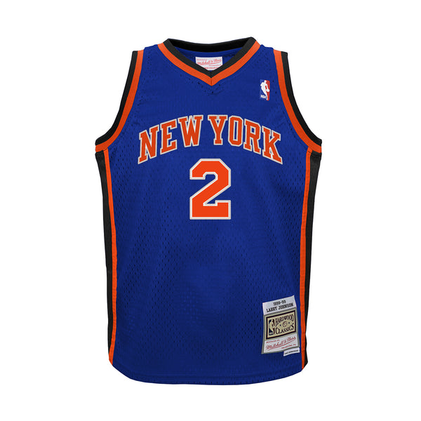 Mitchell & Ness Knicks Youth Larry Johnson Swingman Jersey In Blue - Front View