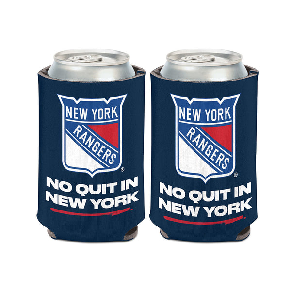 Wincraft Rangers No Quit in NY 12oz Can Cooler in Navy - Front and Back View