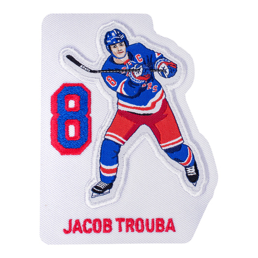 Rangers Jacob Trouba Player Collectible Patch In White, Blue & Red - Front View